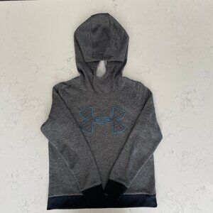 Under Armour Loose Coldgear Activewear LS Hooded Sweatshirt Grey Blk Blue Sz S